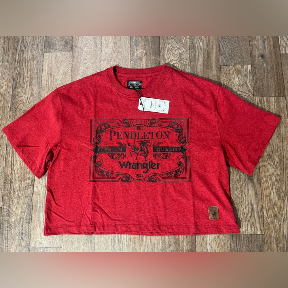 Women’s XS OVERSIZED Pendleton wrangler collab short sleeve graphic crop tee nwt